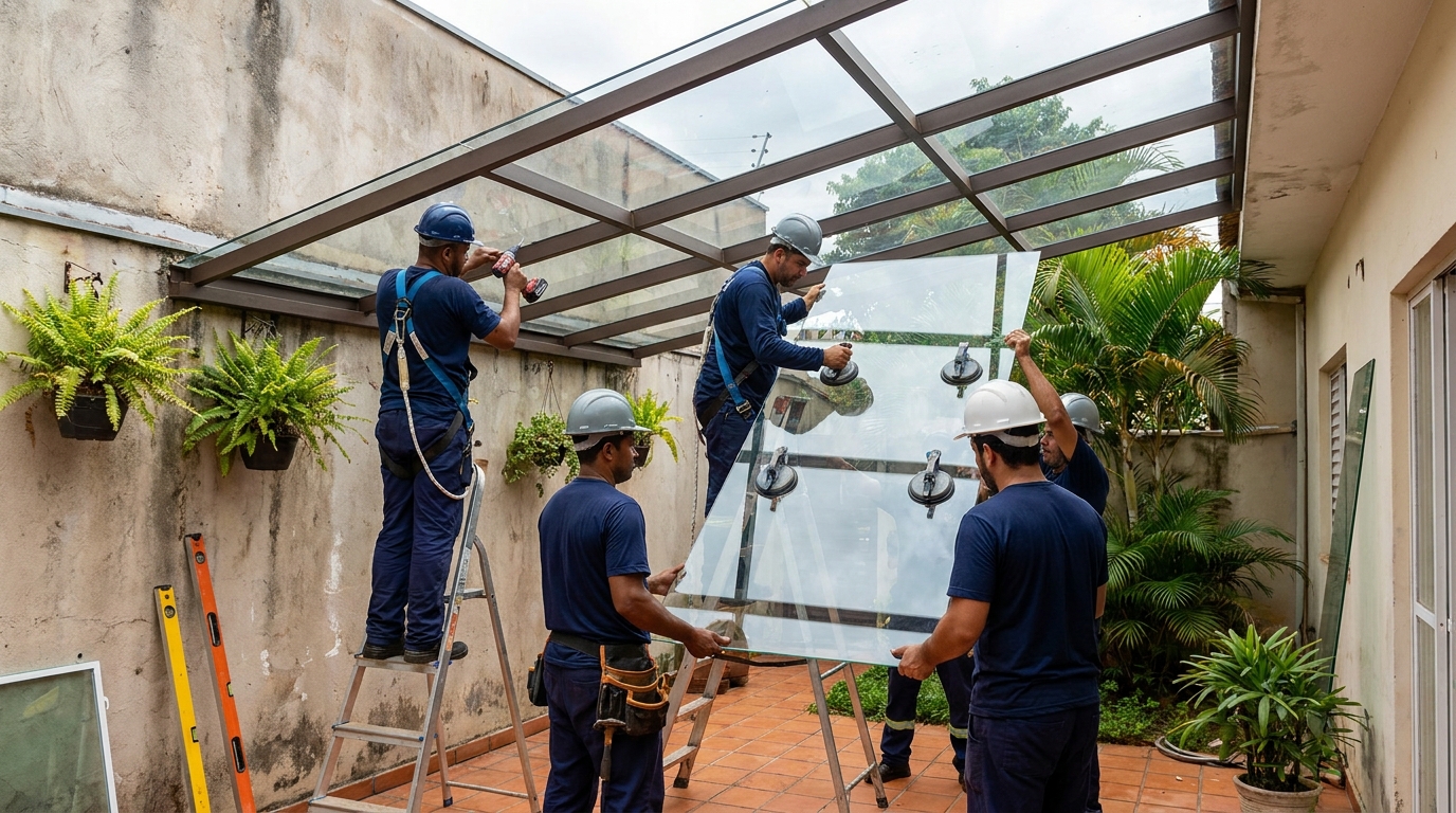 Instalação de cobertura de vidro em Aracaju-SE