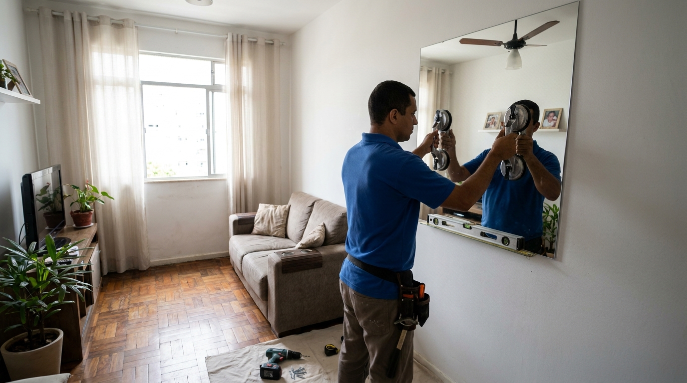 Espelho sob medida com parquet em Aracaju-SE