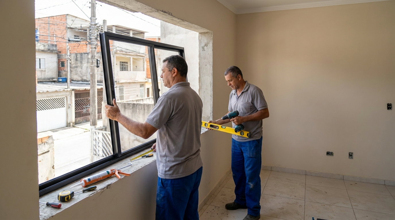 Esquadria de alumínio com vista para rua em Aracaju-SE