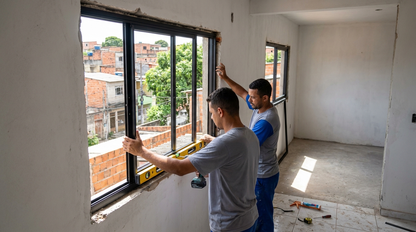 Esquadria de alumínio em obra em Aracaju-SE